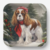 Cavalier King Charles Spaniel Dog Weihnachten Pappteller (Vorderseite)
