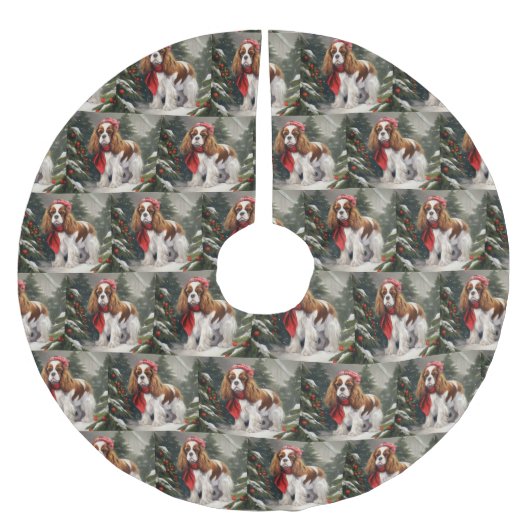 Cavalier King Charles Spaniel Dog Weihnachten Polyester Weihnachtsbaumdecke (Vorderseite)