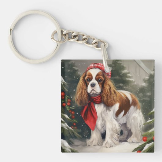 Cavalier King Charles Spaniel Dog Weihnachten Schlüsselanhänger (Vorderseite)