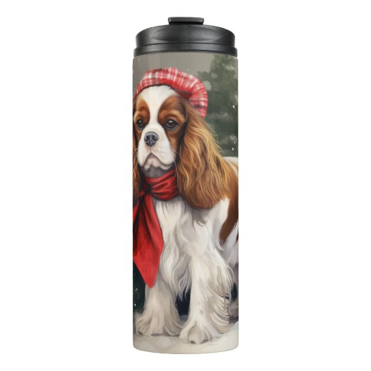 Cavalier King Charles Spaniel Dog Weihnachten Thermosbecher (Vorderseite)