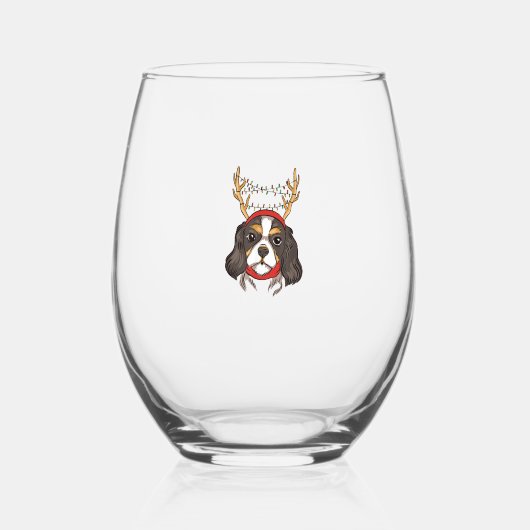 Cavalier King Charles Spaniel Dog Weihnachten Weinglas Ohne Stiel (Vorderseite)