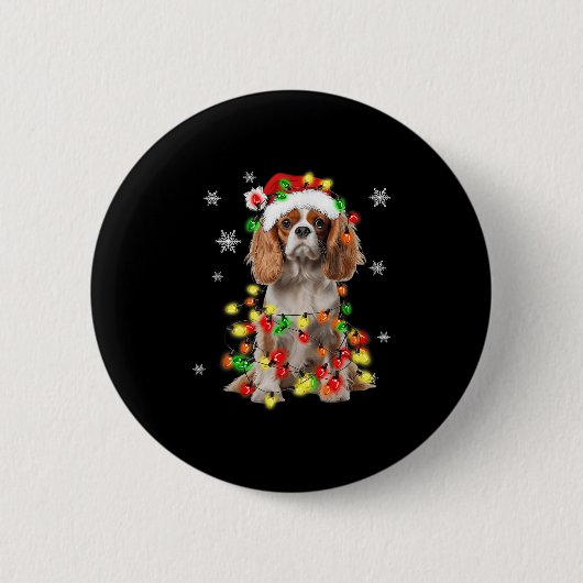 Cavalier King Charles Spaniel Dog Weihnachtsbeleuc Button (Vorderseite)