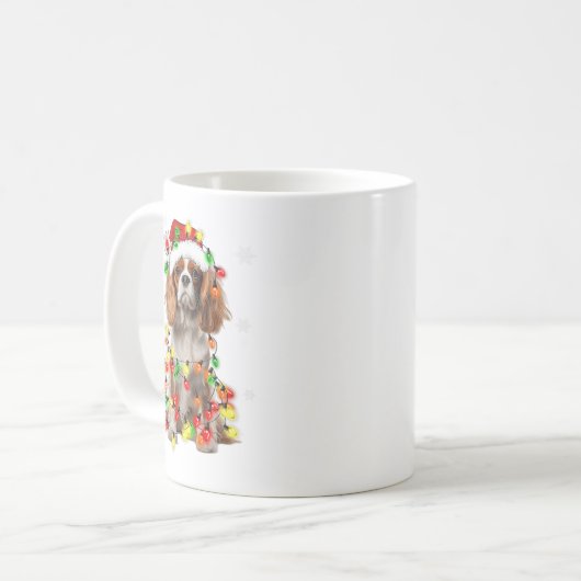 Cavalier King Charles Spaniel Dog Weihnachtsbeleuc Kaffeetasse (Vorderseite Links)