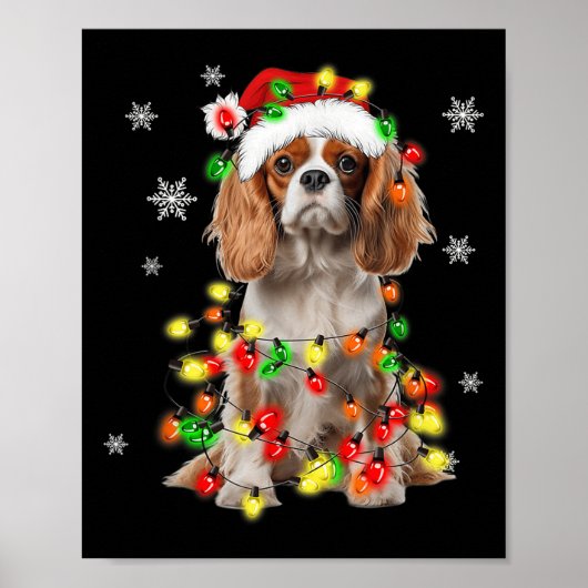 Cavalier King Charles Spaniel Dog Weihnachtsbeleuc Poster (Vorne)