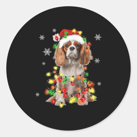 Cavalier King Charles Spaniel Dog Weihnachtsbeleuc Runder Aufkleber (Vorderseite)
