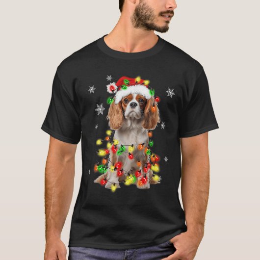 Cavalier King Charles Spaniel Dog Weihnachtsbeleuc T-Shirt (Vorderseite)