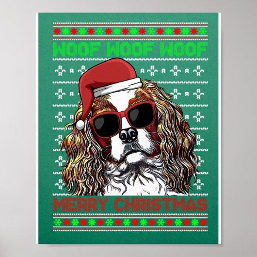 Cavalier King Charles Spaniel Dog Woof Merry Chris Poster (Vorne)