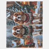 Cavalier King Charles Spaniel Dogs Christmas Snow  Fleecedecke (Vorderseite)