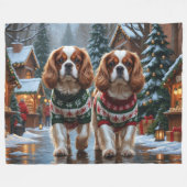 Cavalier King Charles Spaniel Dogs Christmas Snow  Fleecedecke (Vorderseite (Horizontal))