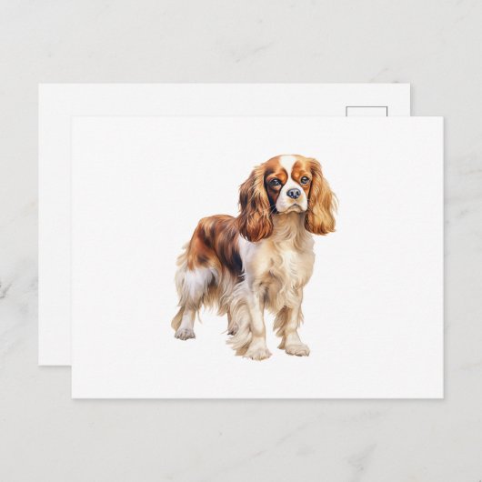 Cavalier King Charles Spaniel drucken Dog Art Prin Postkarte (Vorne/Hinten)