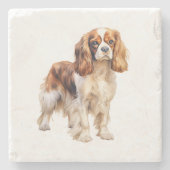 Cavalier King Charles Spaniel drucken Dog Art Prin Steinuntersetzer (Vorderseite)