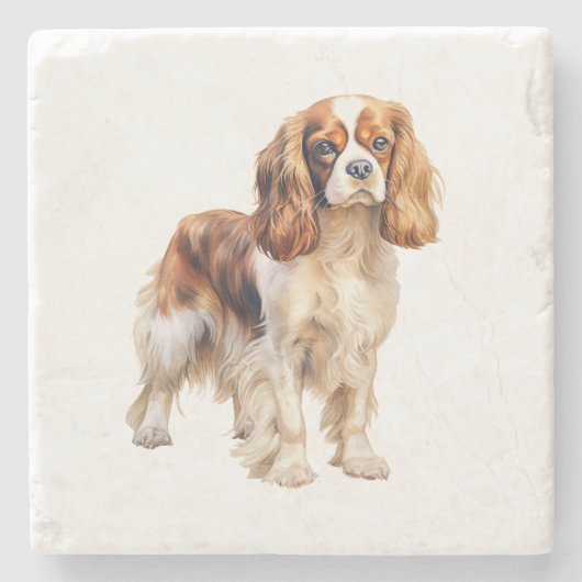 Cavalier King Charles Spaniel drucken Dog Art Prin Steinuntersetzer (Vorderseite)