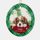 Cavalier King Charles Spaniel Erste Weihnachtsfeie Keramik Ornament (Links)