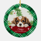 Cavalier King Charles Spaniel Erste Weihnachtsfeie Keramik Ornament (Hinten)