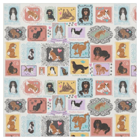 Cavalier King Charles Spaniel Fabric  Stoff (Nahaufnahme)
