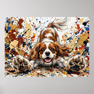 Cavalier King Charles Spaniel Farbklecks-Kunst P Poster