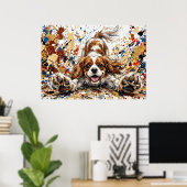 Cavalier King Charles Spaniel Farbklecks-Kunst P Poster (Heimbüro)