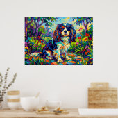 Cavalier King Charles Spaniel Fauvistischer Garten Poster (Küche)