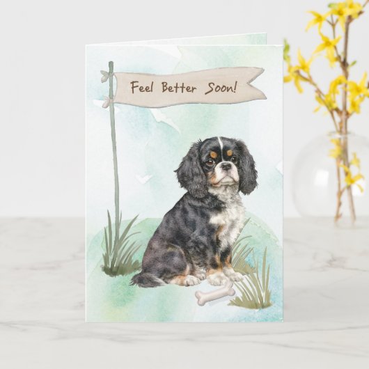 Cavalier King Charles Spaniel Feel Better Operatio Karte (Gelbe Blume)
