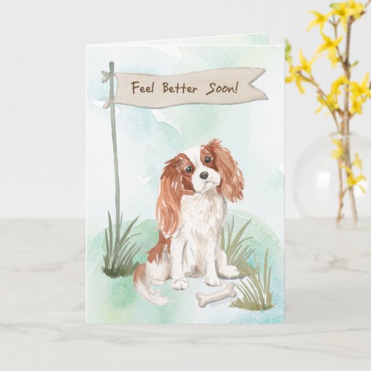Cavalier King Charles Spaniel Feel Better to Dog Karte (Gelbe Blume)