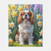 Cavalier King Charles Spaniel Frühlingsblumen Fleecedecke (Vorderseite)