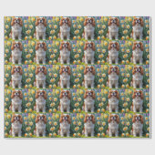 Cavalier King Charles Spaniel Frühlingsblumen Geschenkpapier (Flach)