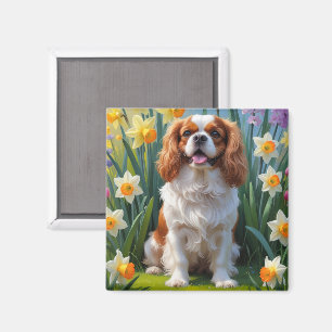 Cavalier King Charles Spaniel Frühlingsblumen Magnet