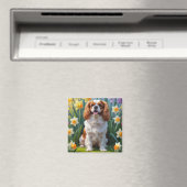 Cavalier King Charles Spaniel Frühlingsblumen Magnet (In Situ (Geschirrspüler))
