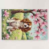 Cavalier King Charles Spaniel Frühlingsblüten Hund Puzzle (Horizontal)