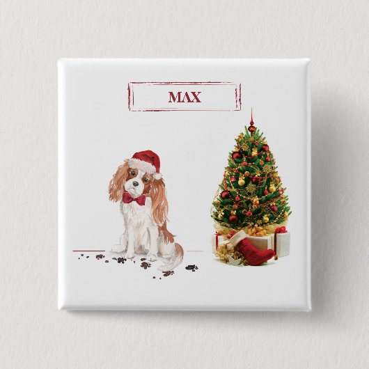 Cavalier King Charles Spaniel Funny Christmas Dog Button (Vorderseite)