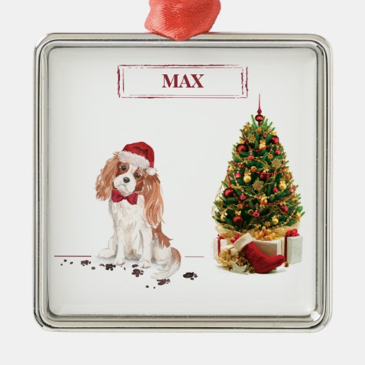 Cavalier King Charles Spaniel Funny Christmas Dog Ornament Aus Metall (Vorne)