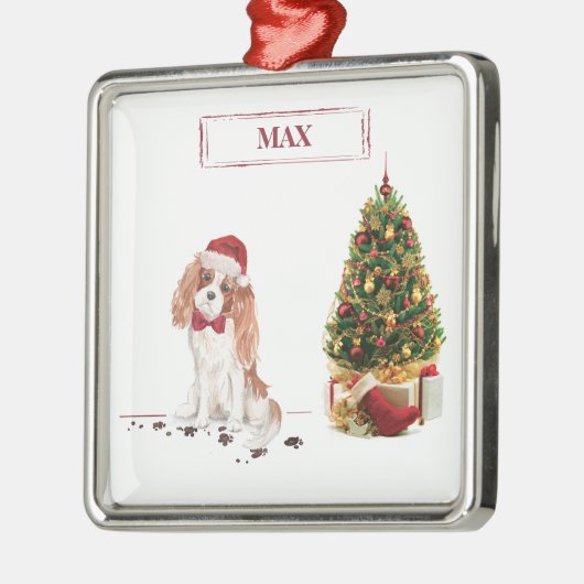 Cavalier King Charles Spaniel Funny Christmas Dog Ornament Aus Metall (Links)