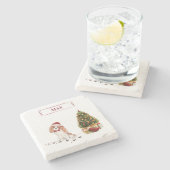 Cavalier King Charles Spaniel Funny Christmas Dog Steinuntersetzer (Seitenansicht)