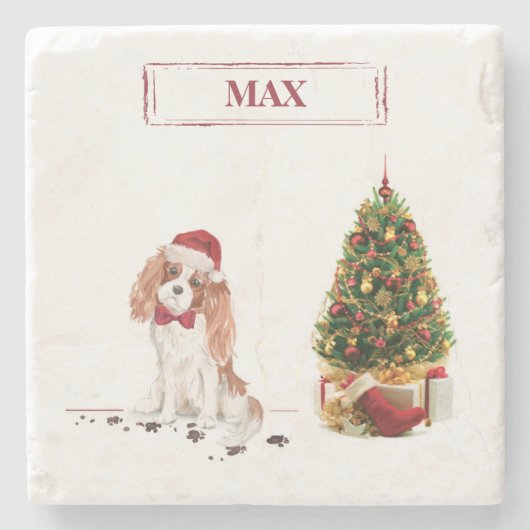 Cavalier King Charles Spaniel Funny Christmas Dog Steinuntersetzer (Vorderseite)