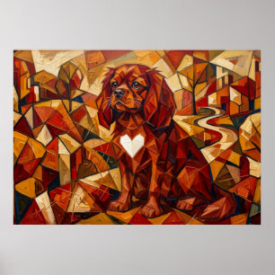 Cavalier King Charles Spaniel Geometrischer Kubist Poster