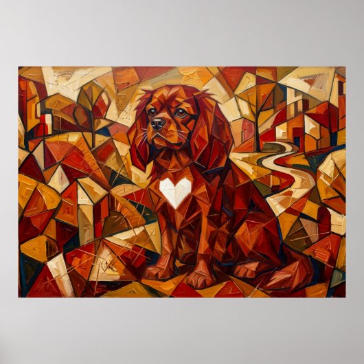 Cavalier King Charles Spaniel Geometrischer Kubist Poster (Vorne)