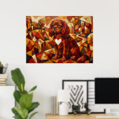 Cavalier King Charles Spaniel Geometrischer Kubist Poster (Heimbüro)
