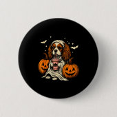 Cavalier King Charles Spaniel Ghost Halloween Cava Button (Vorderseite)
