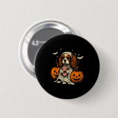 Cavalier King Charles Spaniel Ghost Halloween Cava Button (Vorne & Hinten)