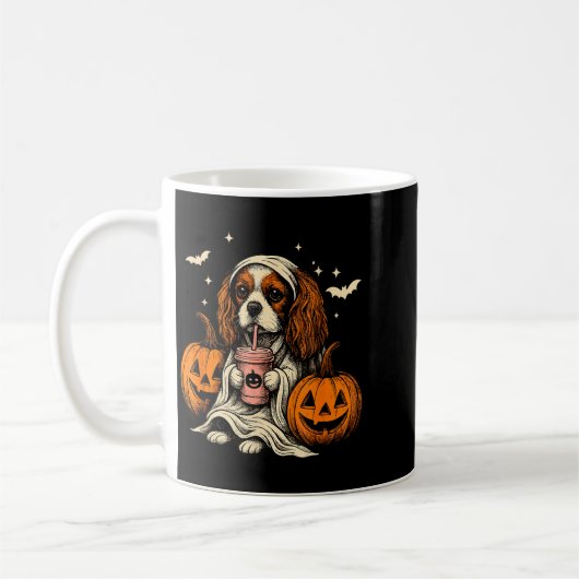 Cavalier King Charles Spaniel Ghost Halloween Cava Kaffeetasse (Links)