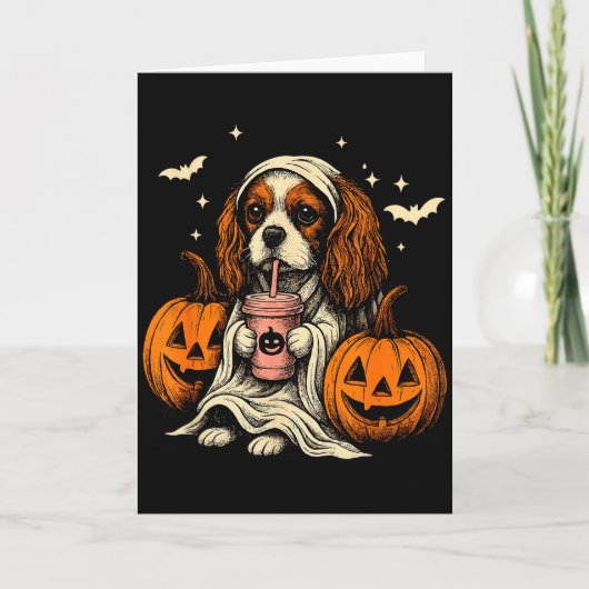 Cavalier King Charles Spaniel Ghost Halloween Cava Karte (Vorderseite)