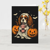 Cavalier King Charles Spaniel Ghost Halloween Cava Karte (Gelbe Blume)