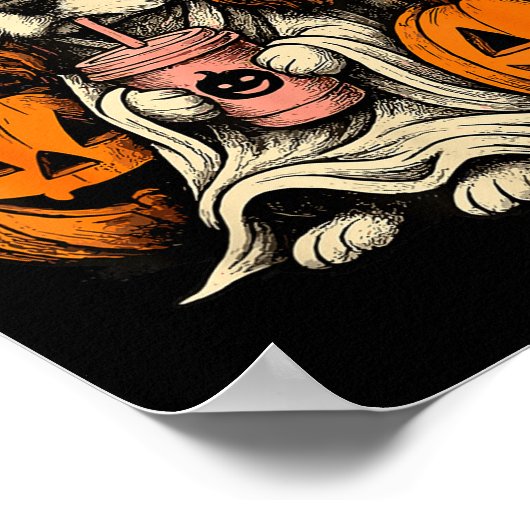 Cavalier King Charles Spaniel Ghost Halloween Cava Poster (Ecke)