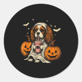Cavalier King Charles Spaniel Ghost Halloween Cava Runder Aufkleber (Vorderseite)