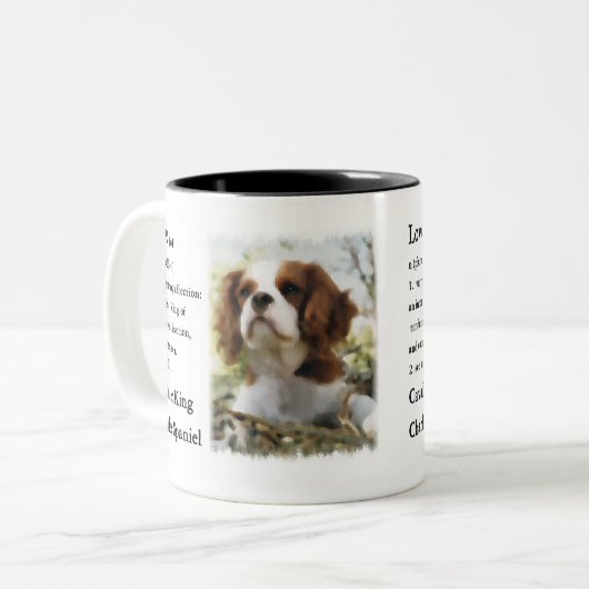 Cavalier King Charles Spaniel Gifts Zweifarbige Tasse (Vorderseite Links)