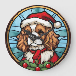 Cavalier King Charles Spaniel Glas Weihnachten Große Wanduhr