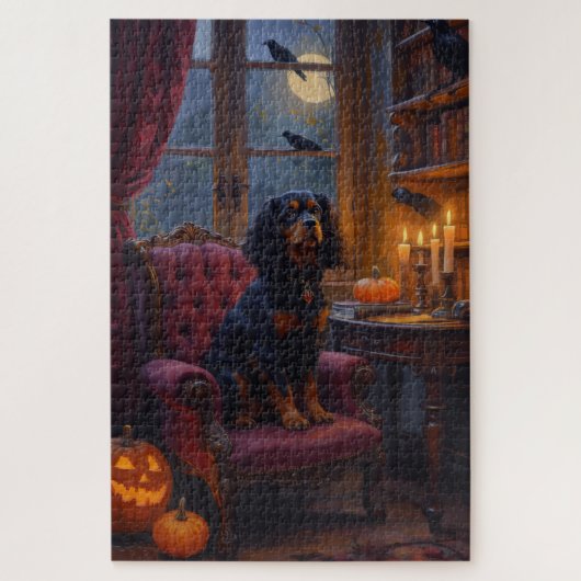 Cavalier King Charles Spaniel Gothic Halloween Kun Puzzle (Vertikal)