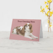 Cavalier King Charles Spaniel Grußkarte Karte (Gelbe Blume)
