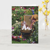 Cavalier King Charles Spaniel Grußkarte Karte (Gelbe Blume)