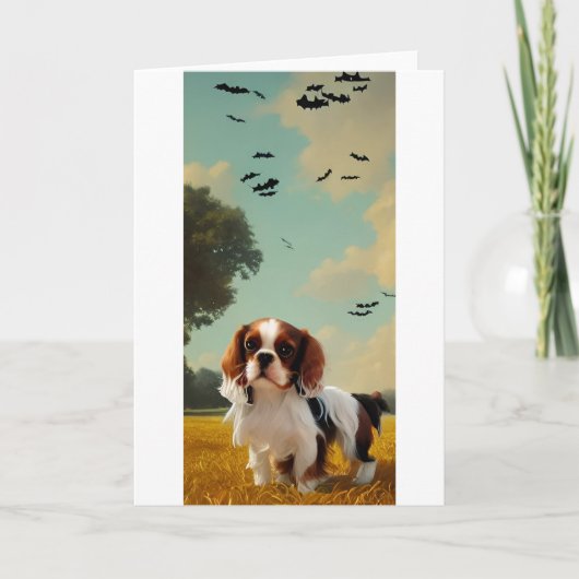 cavalier king charles spaniel halloween AI Karte (Vorderseite)